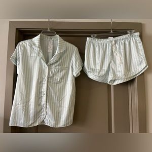 NWT: Green and White Stripe Pajama Set